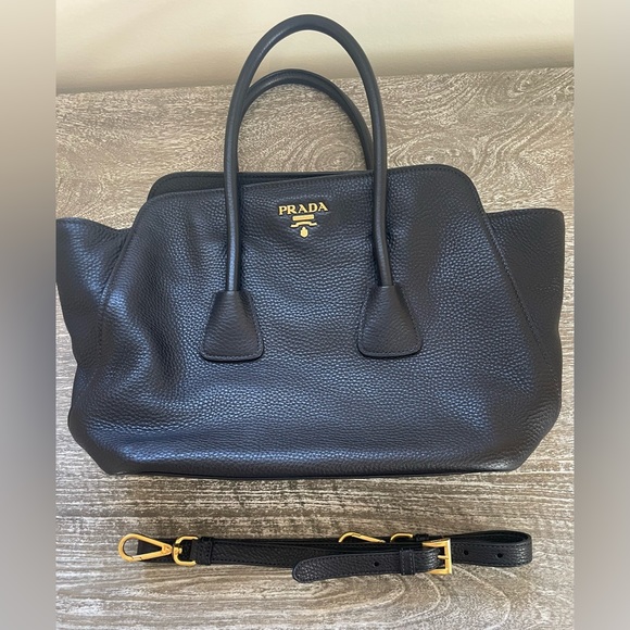 Prada Milano Vitello Daino Leather Tote in Black - Picture 2 of 12